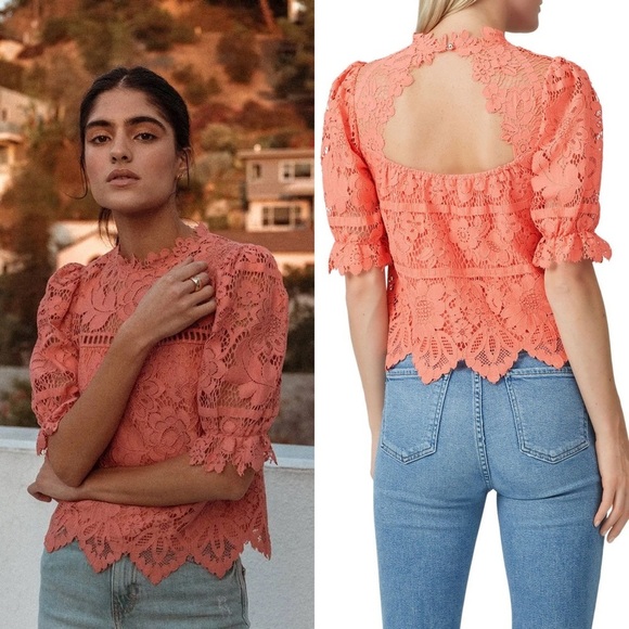SAYLOR Tops - SAYLOR Azealia Top Burnt Coral Lace Size Small